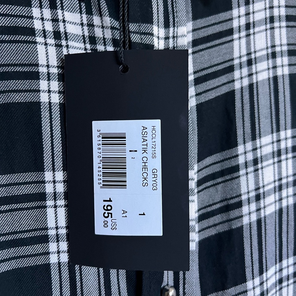 The Kooples Monochrome Checkered Shirt with Skull Snap Buttons